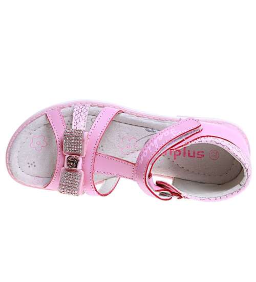 Różowe sandały dziewczęce na rzep /C5-3 16020  T186/