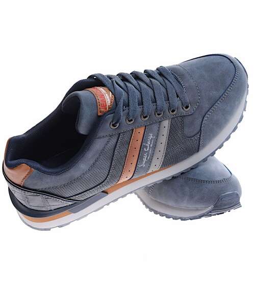 Wiązane casualowe buty sportowe Navy /E1-3 16678  T428/