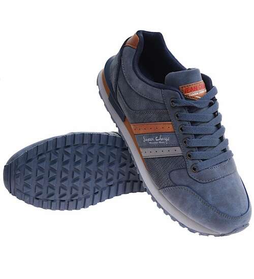 Wiązane casualowe buty sportowe Navy /E1-3 16678  T428/