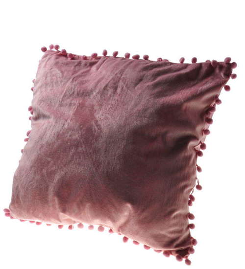 Różowa poszewka na poduszkę z pomponami 40x40 /D8-1 8850 S099/