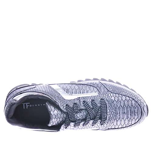 Damskie trampki sneakersy srebrne  /E6-1 12549 T285/