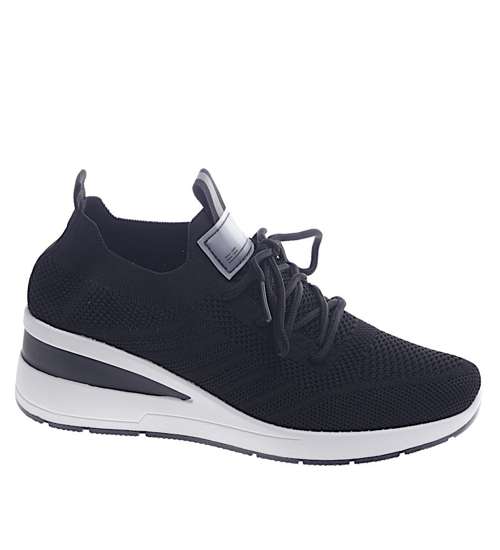 Czarne trampki sneakersy na koturnie /F9-3 13189 T395/