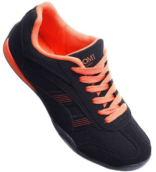Czarno pomarańczowe buty sportowe z wiązaniami /D8-3 14980 S341/