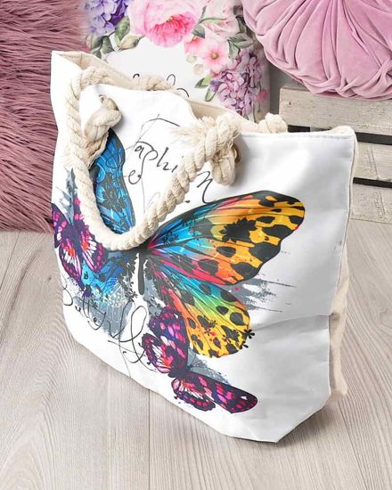 Płócienna torba na zakupy- kolorowy motyl 3D /HT58 S196/