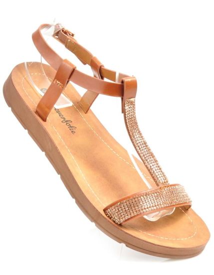 Brązowe sandały na elastycznej podeszwie /D9-2 3523 S197/