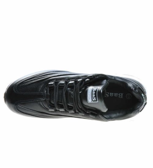 Wygodne czarne buty sportowe z wiązaniami /F2-1 4437 S272/
