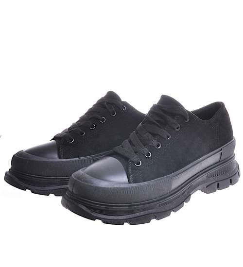 Czarne buty damskie na platformie /A8-2 11453 W203/