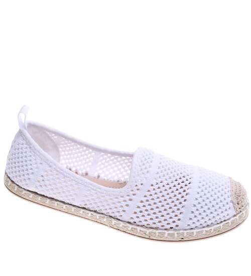 Białe ażurowe balerinki espadryle /G1-2 16468 T396/