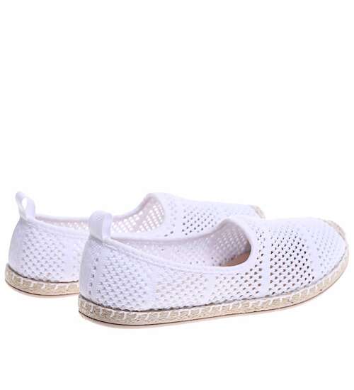 Białe ażurowe balerinki espadryle /G1-2 16468 T396/