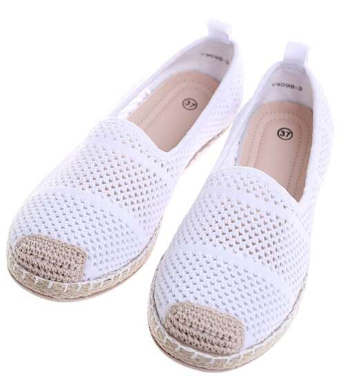 Białe ażurowe balerinki espadryle /G1-2 16468 T396/