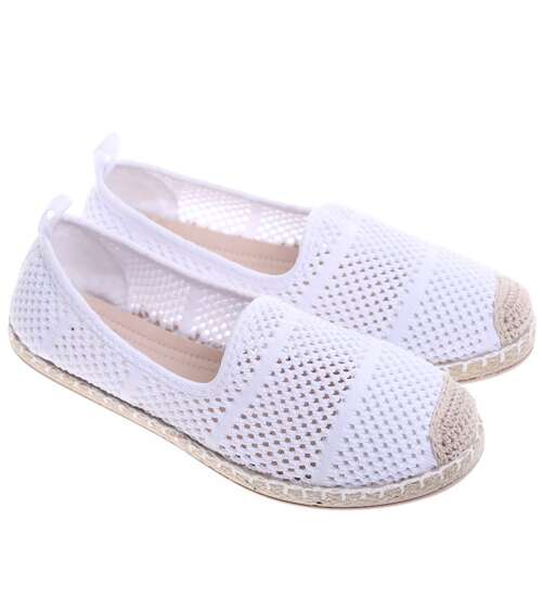 Białe ażurowe balerinki espadryle /G1-2 16468 T396/