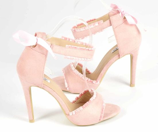 Kobiece sandały szpilki /E8-2 Ae537 S424/ Różowe