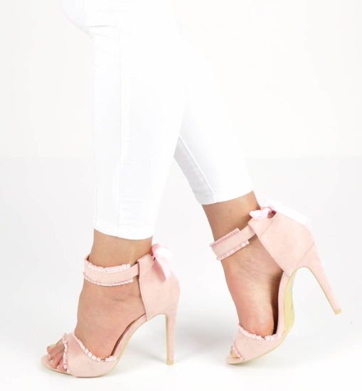 Kobiece sandały szpilki /E8-2 Ae537 S424/ Różowe