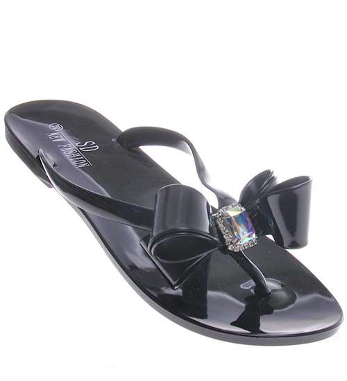 Czarne klapki japonki meliski- buty na basen /F1-1 4283 S076/