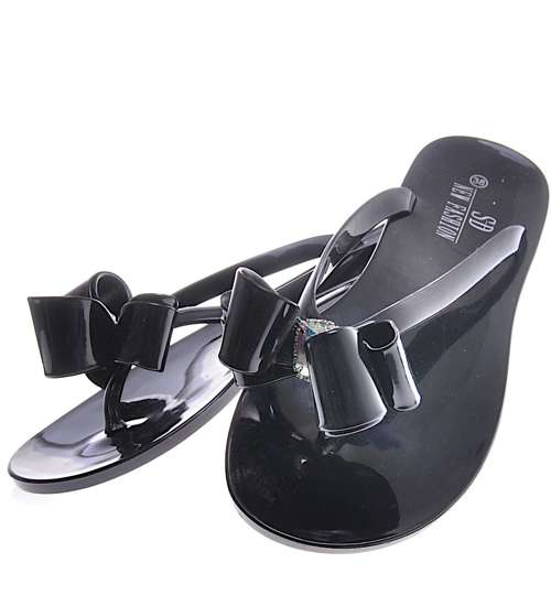 Czarne klapki japonki meliski- buty na basen /F1-1 4283 S076/