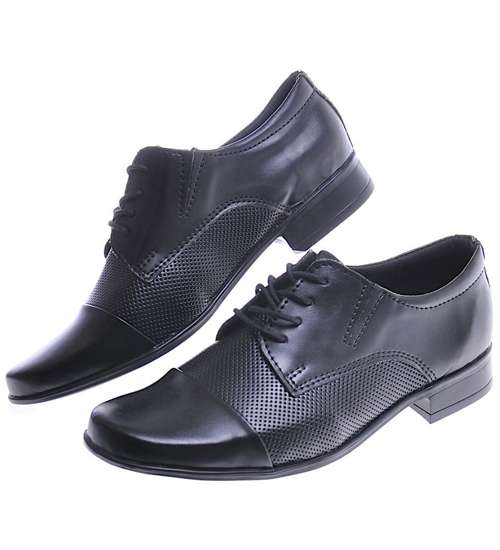 Czarne chłopięce pantofle- buty do komunii /H3-1 11317 D700/