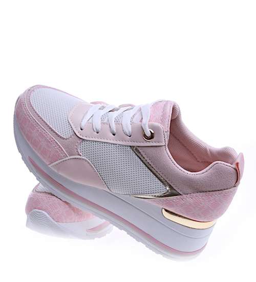 Różowe trampki sneakersy na niskim koturnie /B3-2 13914 T396/