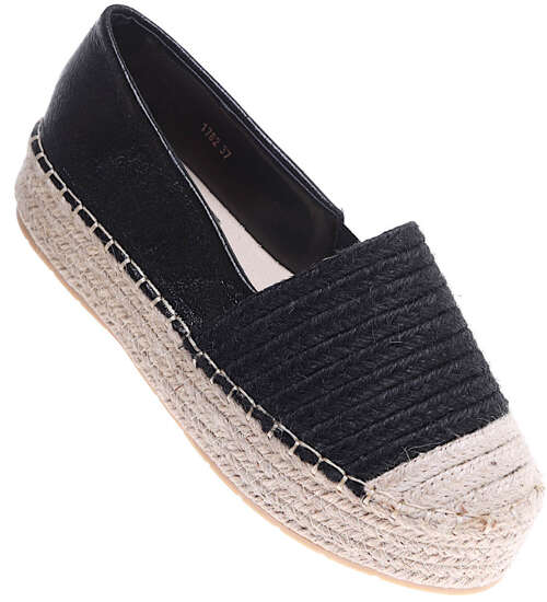 Czarne damskie espadryle na platformie /E7-3 15910 T188/