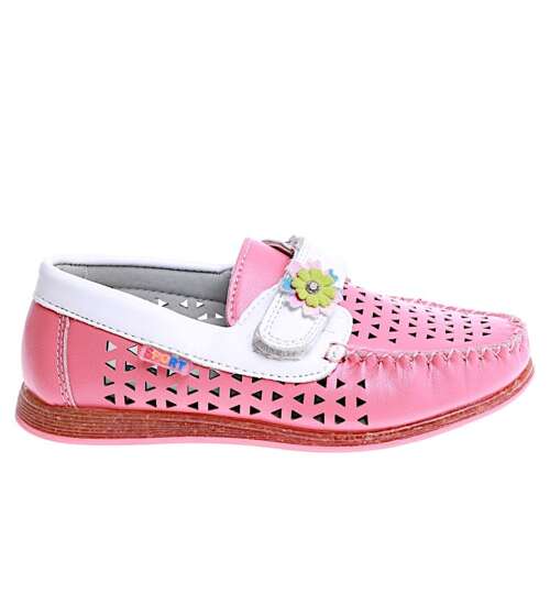 Ciemno różowe ażurowe buty dziewczęce na rzepy /E1-2 16017 T078/