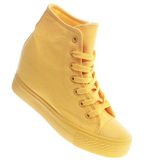 Żółte trampki sneakersy na koturnie /E9-3 13543 T231/
