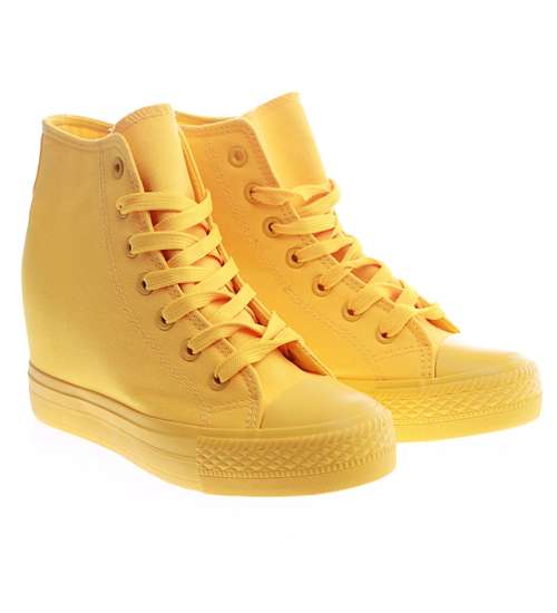 Żółte trampki sneakersy na koturnie /E9-3 13543 T231/