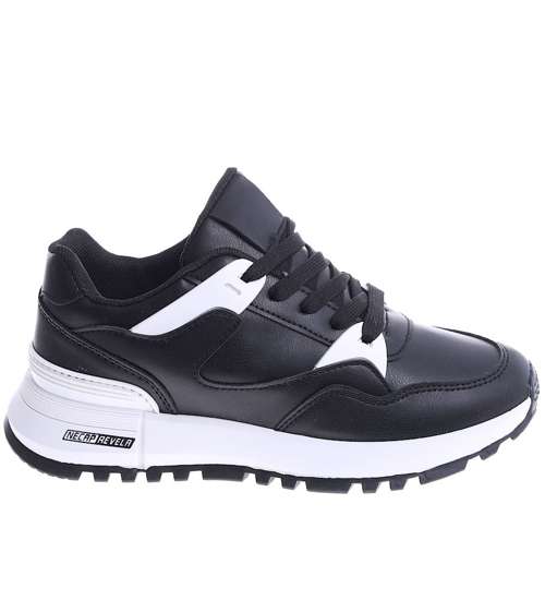 Sznurowane czarne buty sportowe /B6-1 14848 S301/