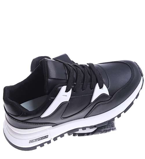 Sznurowane czarne buty sportowe /B6-1 14848 S301/