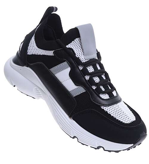 Czarno białe sportowe buty damskie /A3-2 15138 T381/