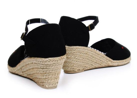 Sandały espadryle na niskim koturnie /F4-3 Y150 S/ Czarny