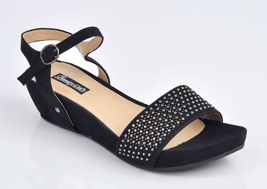 Czarne sandały na niskim koturnie /C7-1 Ae409 S231/