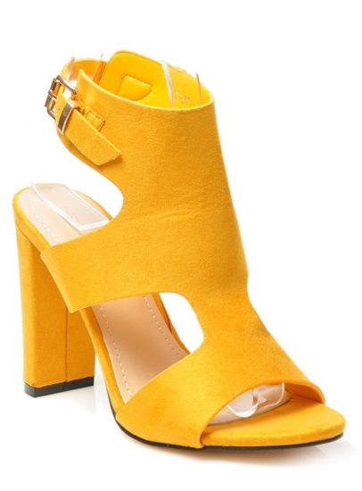 Żółte sandały damskie na słupku /B2-2 3146 W396/