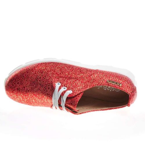 Wiązane czerwone buty damskie vintage /D7-3 4684 S105/