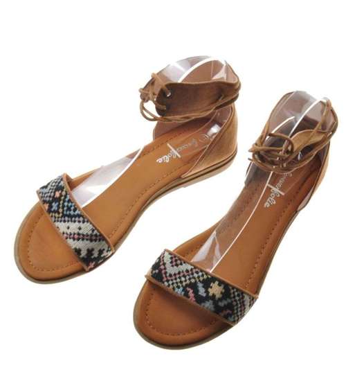 Sznurowane sandały w azteckim stylu /H10 8442 S194/ 