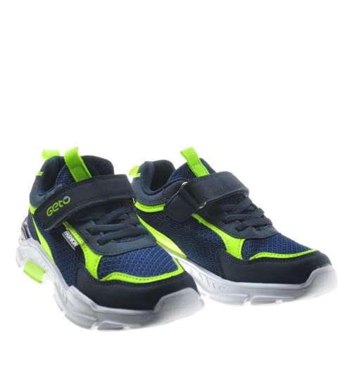 Sznurowane chłopięce buty sportowe Granatowe /C4-3 8509 S188/