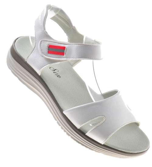 Sportowe sandały damskie w kolorze Białym /E7-3 8711 S204/