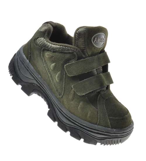 Trekkingowe buty chłopięce z rzepem Zielone /F9-1 9545 S192/