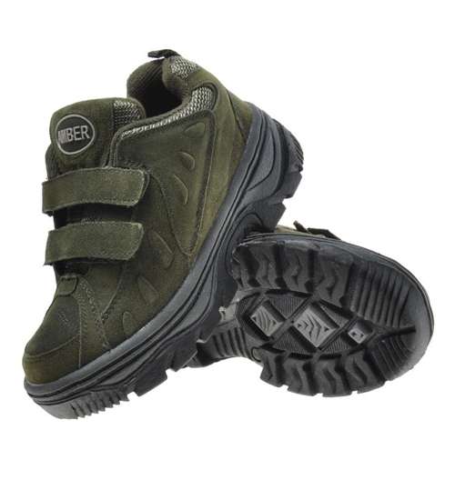 Trekkingowe buty chłopięce z rzepem Zielone /F9-1 9545 S192/