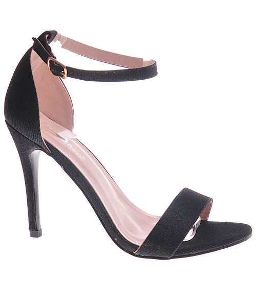 Czarne sandały szpilki z paskiem /G11-3 12057 T390/