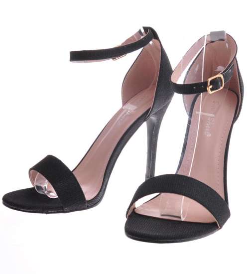 Czarne sandały szpilki z paskiem /G11-3 12057 T390/
