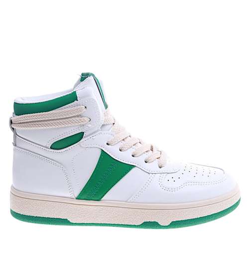 Biało zielone trampki z wysoką cholewką /G1-3 13501 T285/