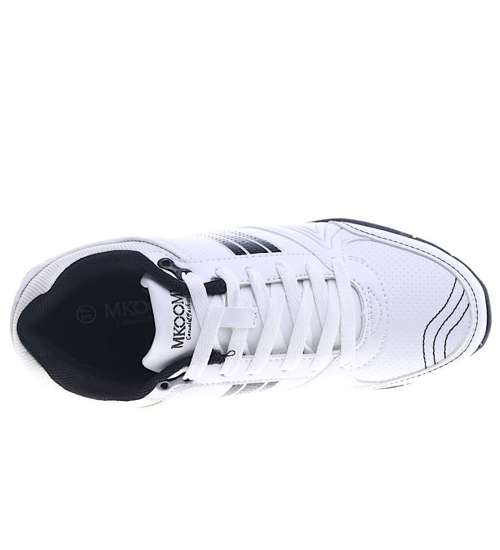 Sznurowane sportowe białe buty damskie /C2-3 13998 S253/