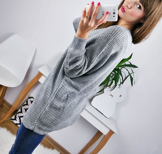 Śliczny sweterek, bluzka /F10-1 Cx93 S126/ Szary