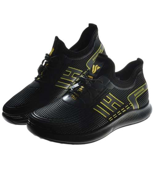 Sportowe buty męskie Black-Yellow /E1-3 9081 S317/