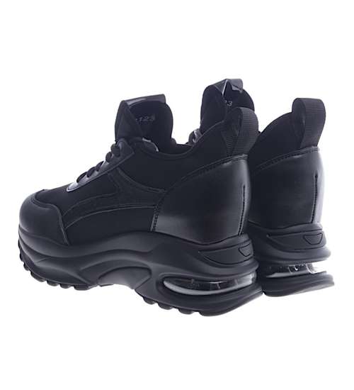 Czarne trampki sneakersy na niskim koturnie /F4-3 13144 T802/