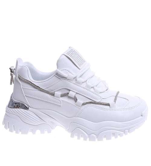Białe buty sportowe na platformie /G4-3 14617 T620/