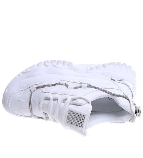 Białe buty sportowe na platformie /G4-3 14617 T620/