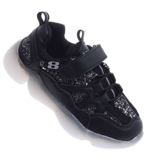 Czarne dziewczęce buty sportowe sneakersy /A4-2 15127 T2/