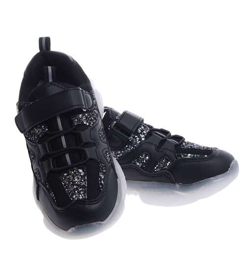 Czarne dziewczęce buty sportowe sneakersy /A4-2 15127 T2/