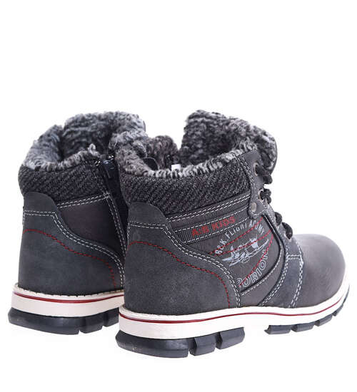 Zimowe sznurowane buty chłopięce /C3-3 15316 T562/