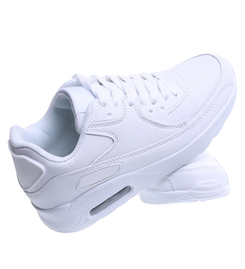 Sznurowane białe buty sportowe damskie /B1-3 15607 T538/